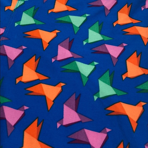 Lularoe TC Paper Crane Leggings Blue Background - Picture 2 of 3